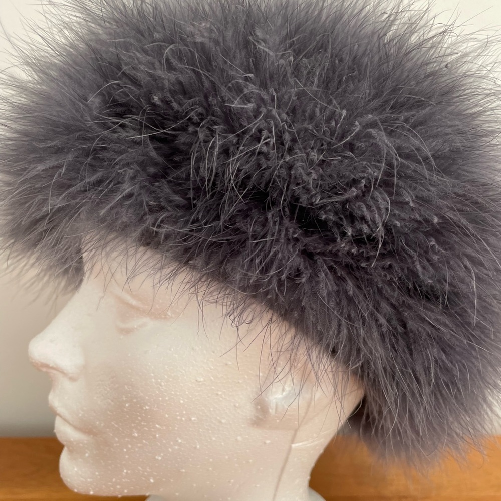 Luxurious ostrich feather winter hat.